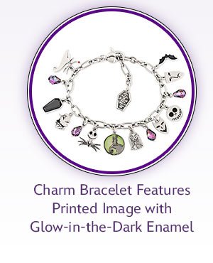 Charm Bracelet Features Printed Image with Glow-in-the-Dark Enamel