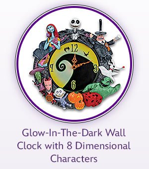 Glow-In-The-Dark Wall Clock with 8 Dimensional Characters