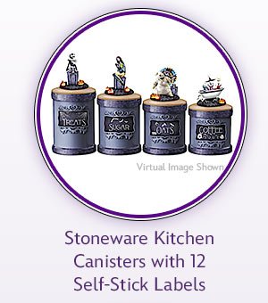 Stoneware Kitchen Canisters with 12 Self-Stick Labels