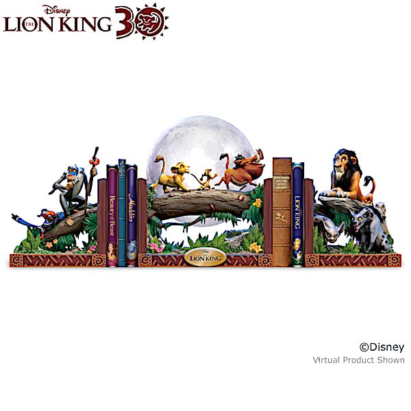 Sculpted Movie Scenes and an LED-Lit Moon Disney The Lion King Bookend Collection