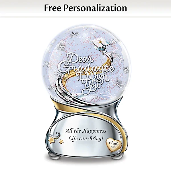 Musical Glitter Globe with Graduate's Name and Class Year
