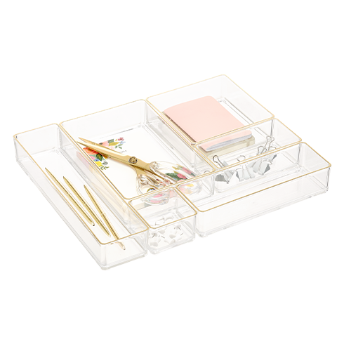 Luxe Acrylic Gold Trim Organizers