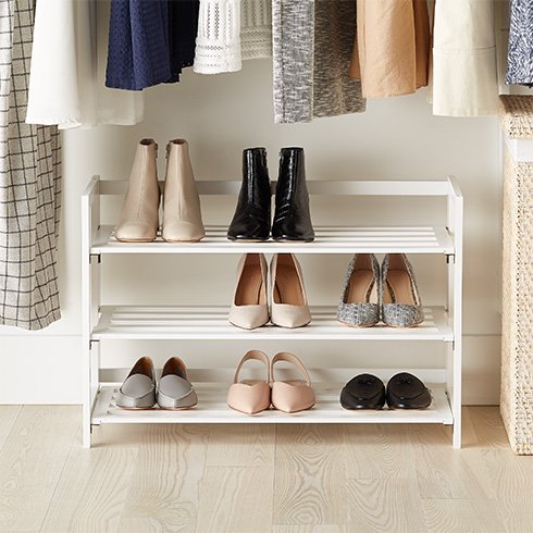 The Container Store 3-Tier Folding Shoe Rack