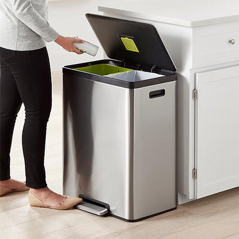 The Container Store 15.8 Gal./60L Dual Recycler Step Trash Can