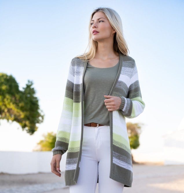 Marble Stripe Edge-To-Edge Cardigan