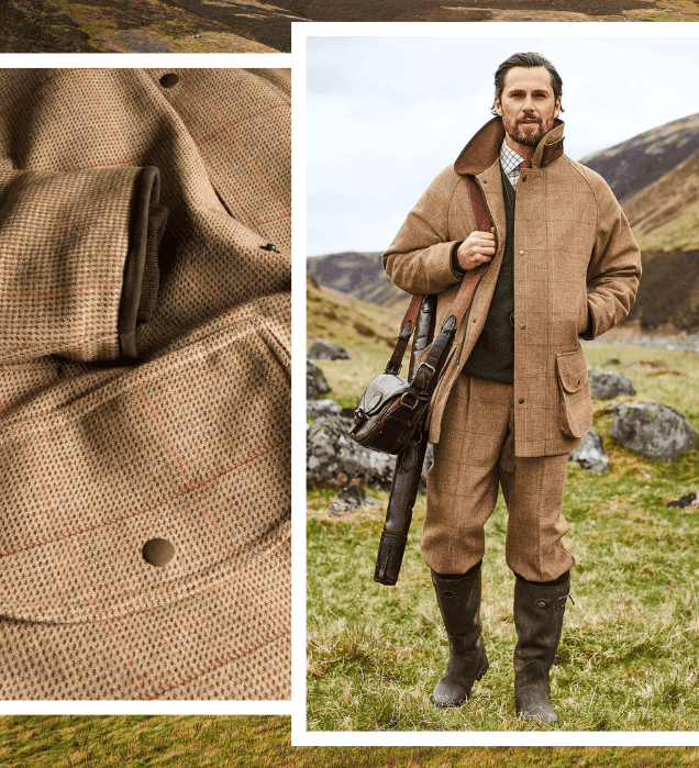 Men's British Saxony Tweed Waterproof Sporting Coat