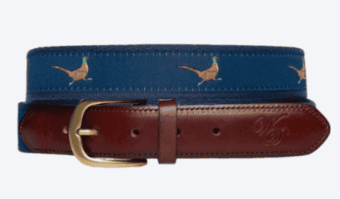 Men's Sporting Motif Canvas & Leather Belt