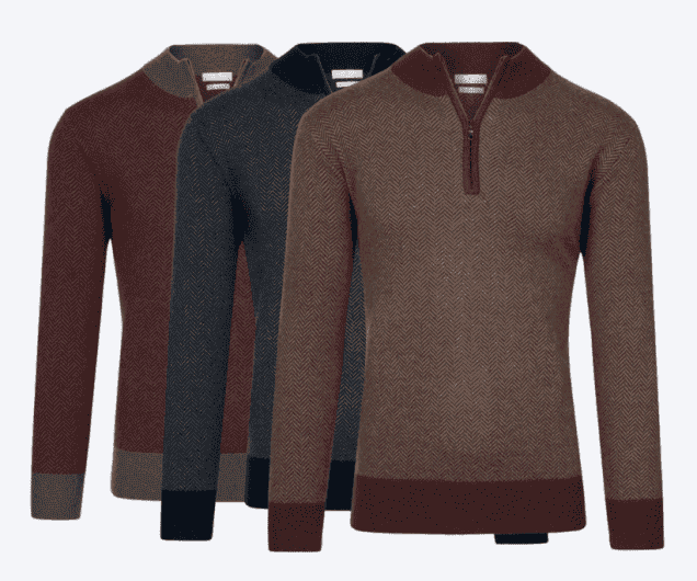 Cashmere Herringbone T-Zip