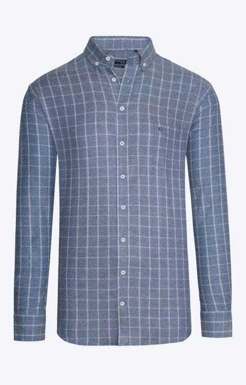 BRUSHED TWILL WINDOWPANE COTTON SHIRT