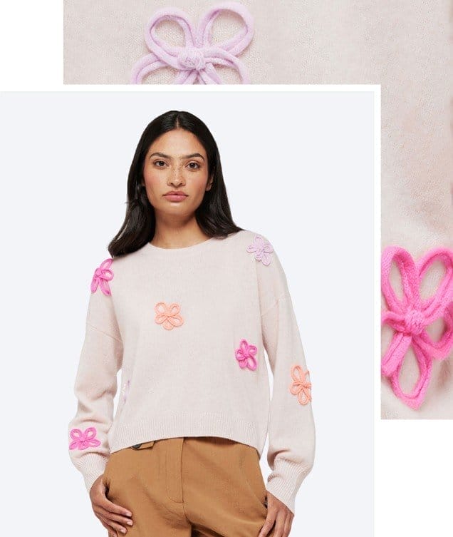 Flower Pop Cashmere Crew Neck Jumper