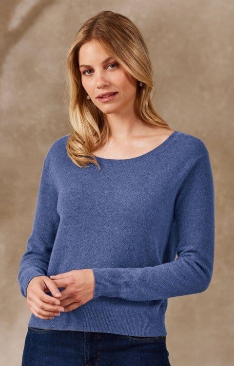 Cashmere Button Back Crew