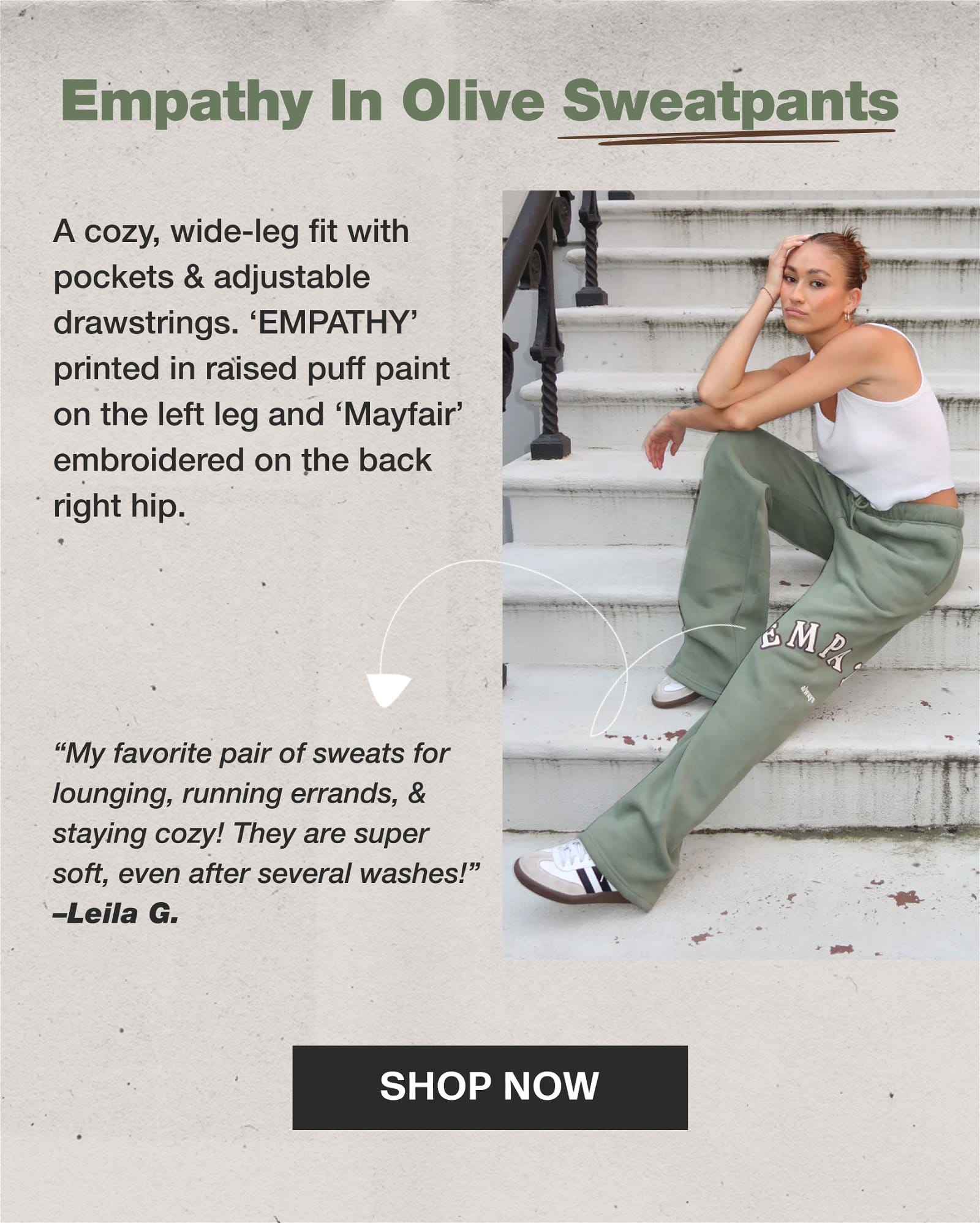 Empathy in Olive Sweatpants