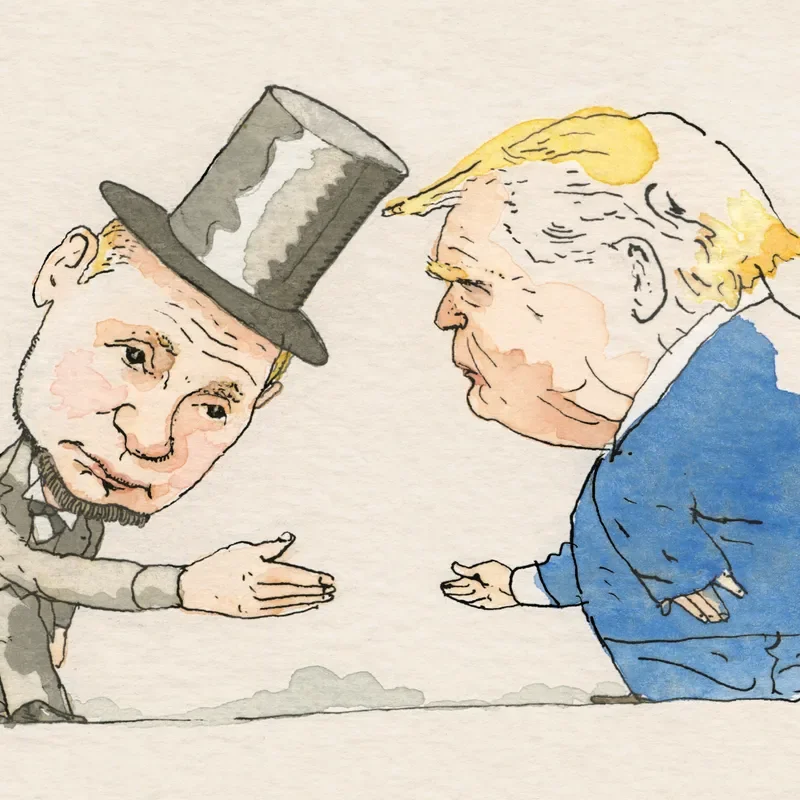 An illustration of Donald Trump and Vladimir Putin dressed as Abraham Lincoln, by Barry Blitt