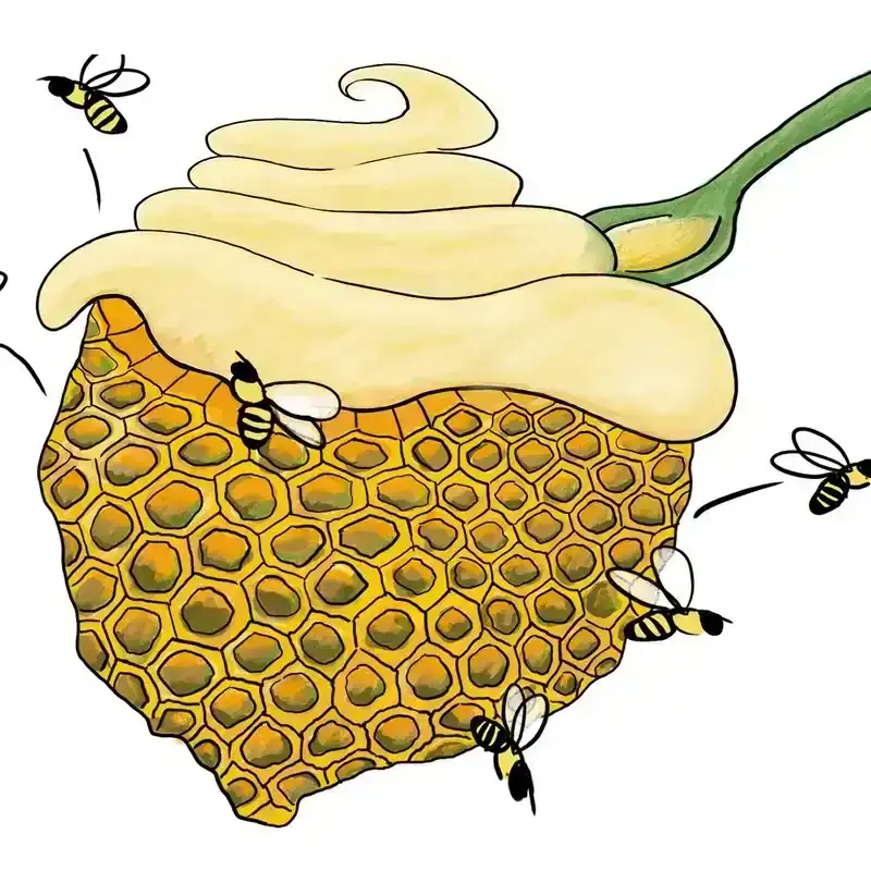 A beehive with a spoon in it.