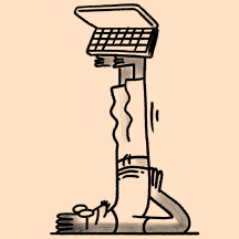 illustration of a person lying on the floor while reading a laptop.