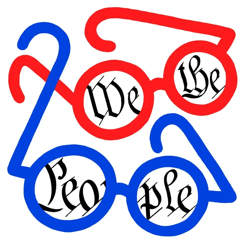 Blue and red glasses showing %22We the People%22 inside the lenses.