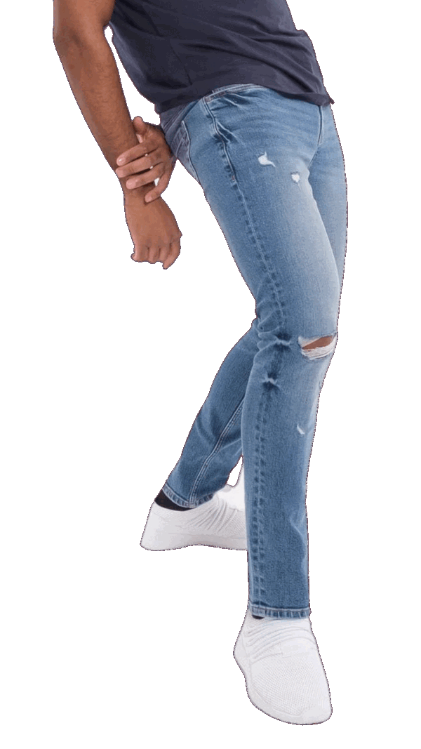Glacier - Distressed Medium Blue Premium 99% Cotton Jeans