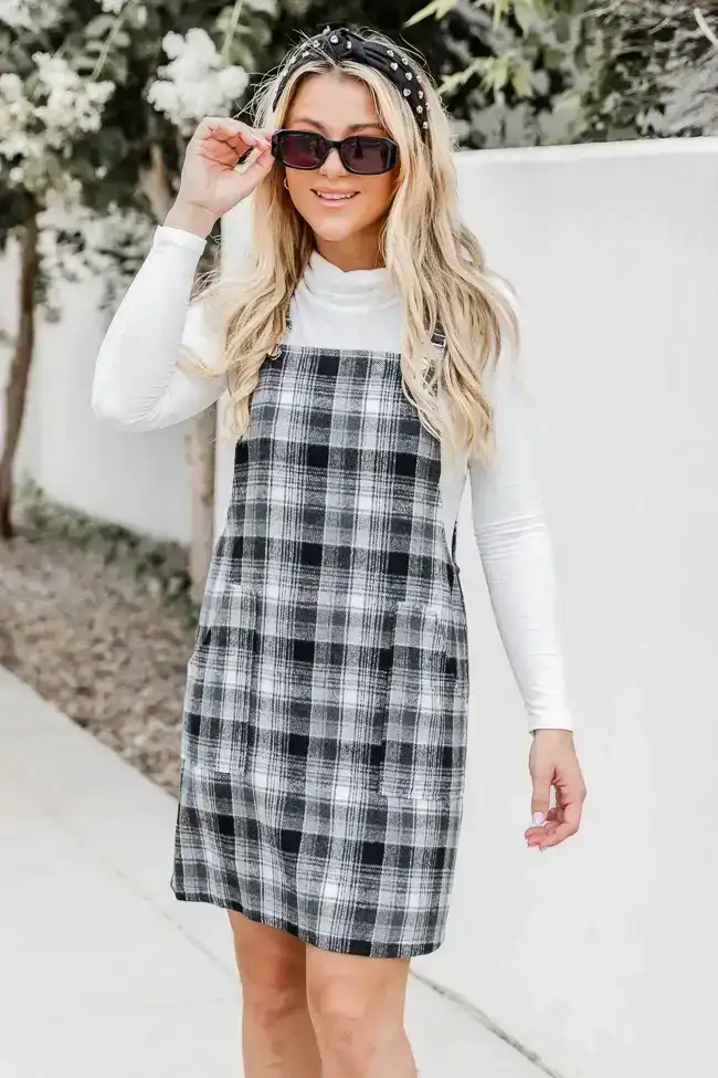 Image of Change In The Air Black Plaid Jumper