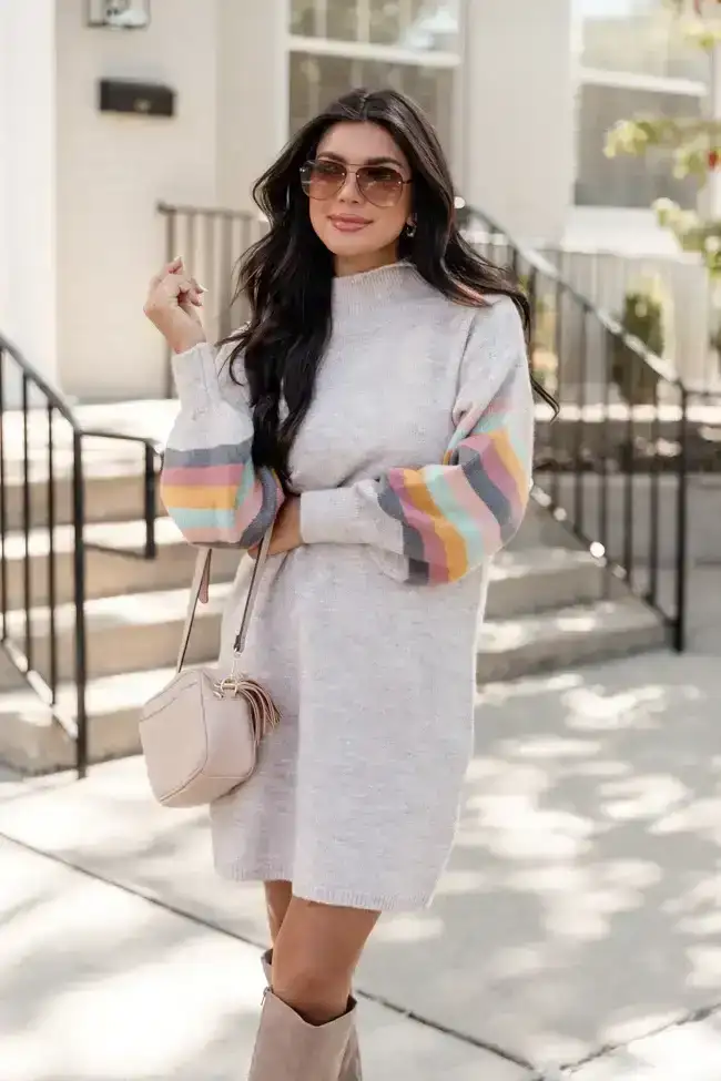 Image of Show You Off Taupe Turtleneck Sweater Dress