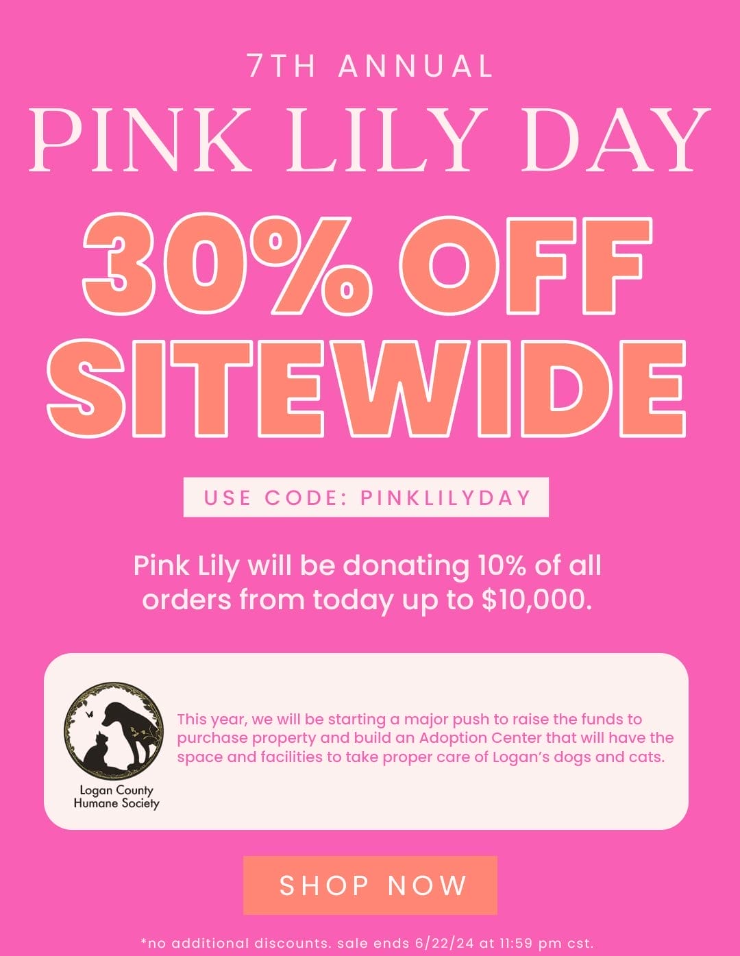 SHOP 7TH ANNUAL PINK LILY DAY - 30% OFF SITEWIDE - USE CODE: PINKLILYDAY