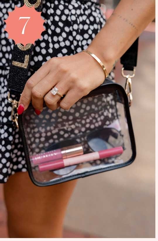 BLACK LEATHER CLEAR BAG