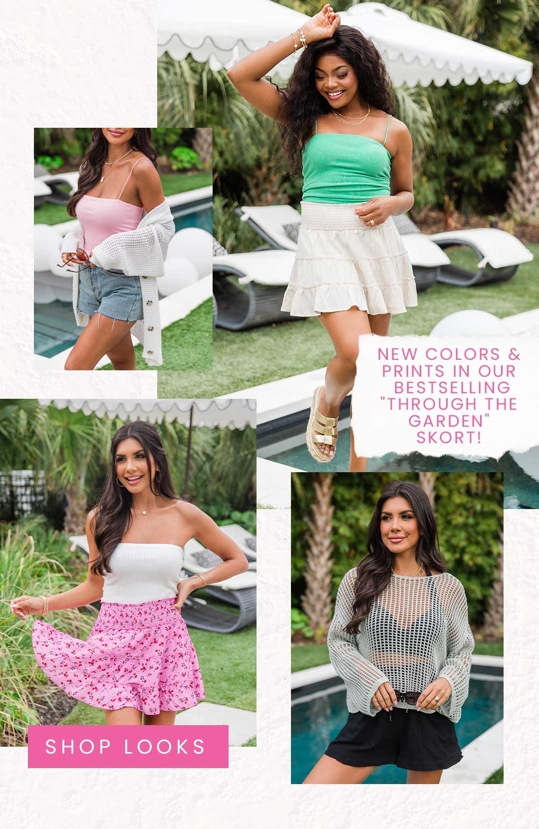 SHOP LOOKS - NEW COLORS & PRINTS IN OUR BESTSELLING "THROUGH THE GARDEN" SKORT!