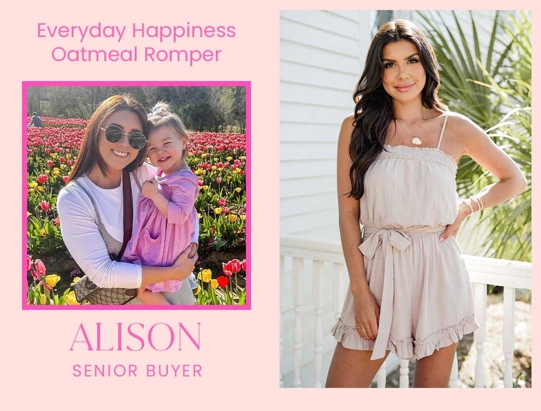 EVERYDAY HAPPINESS OATMEAL ROMPER - ALISON - SENIOR BUYER