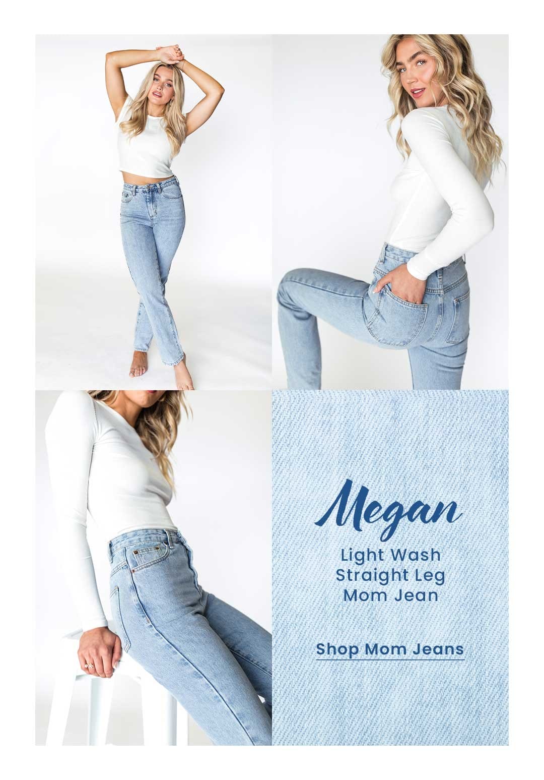 SHOP MEGAN LIGHT WASH STRAIGHT LEG MOM JEANS