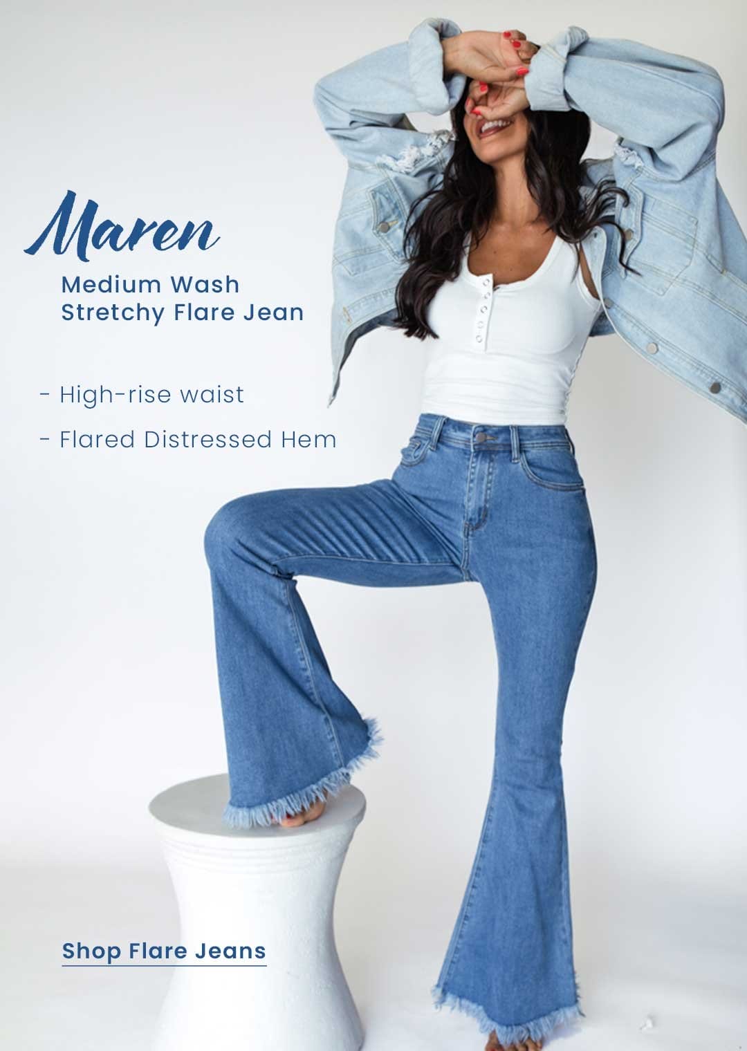 SHOP MAREN MEDIUM WASH STRETCHY FLARE JEAN