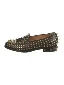 Feline Head Accent Leather Dress Loafers