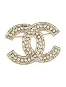 Faux Pearl & Strass CC Brooch