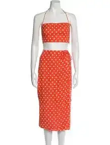 Polka Dot Print Skirt Suit w/ Tags