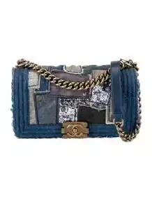 Medium Denim Patchwork Boy Bag