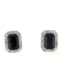 14K Sapphire & Diamond Stud Earrings