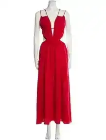 Plunge Neckline Long Dress