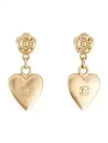 Vintage CC Heart Drop Earrings