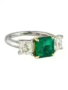 Platinum 3.07ct Emerald & Diamond Cocktail Ring