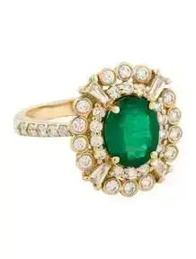 14K Emerald & Diamond Cocktail Ring