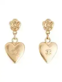 Vintage CC Heart Drop Earrings