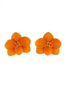 18K Quartz & Lacquer Floral Clip-On Earrings