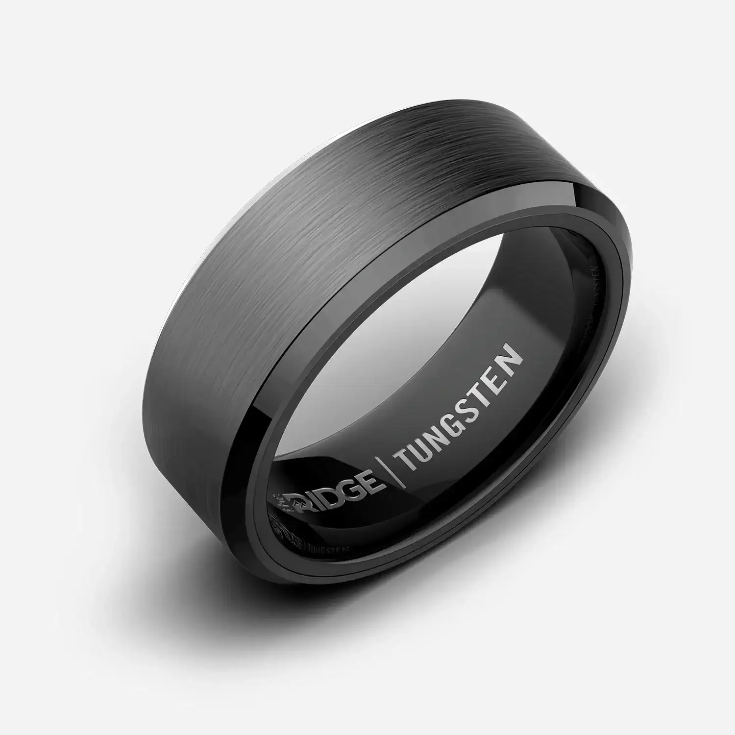 Image of Ridge 8mm Beveled Ring Set - Gunmetal