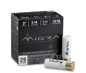 Migra Stack Load Steel Shot, 12 Gauge, 3", #2/#4, 1 1/4 oz., 25 Rounds