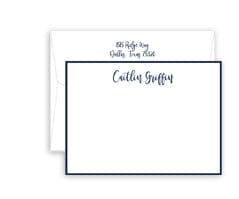 Triple Thick Radiant Bordered Flat Note Cards - Raised Ink