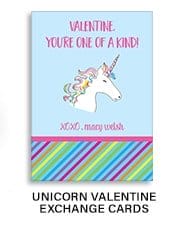 Unicorn Valentine Exchange Cards