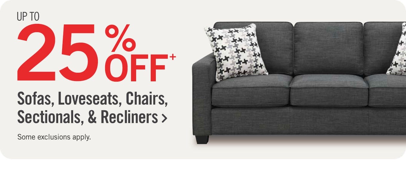 Up to 25% off sofas.