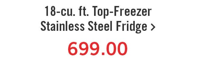 18-cu. ft. Top-Freezer Stainless Steel Fridge.