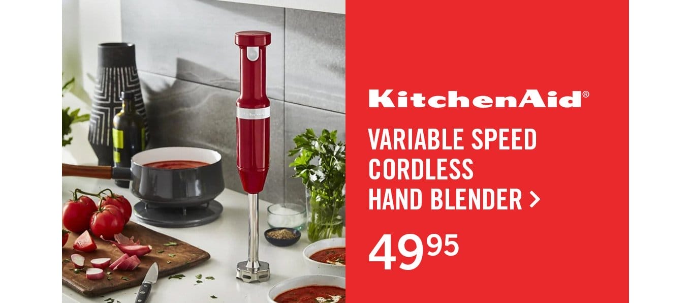 Variable speed cordless hand blender.