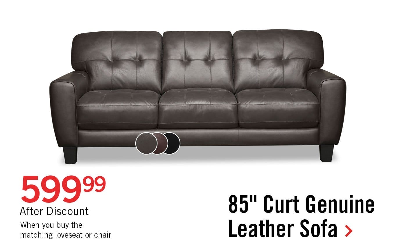 Curt Genuine Leather Sofa - Grey