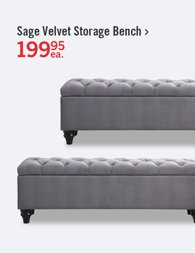 Sage Velvet Bench with Storage