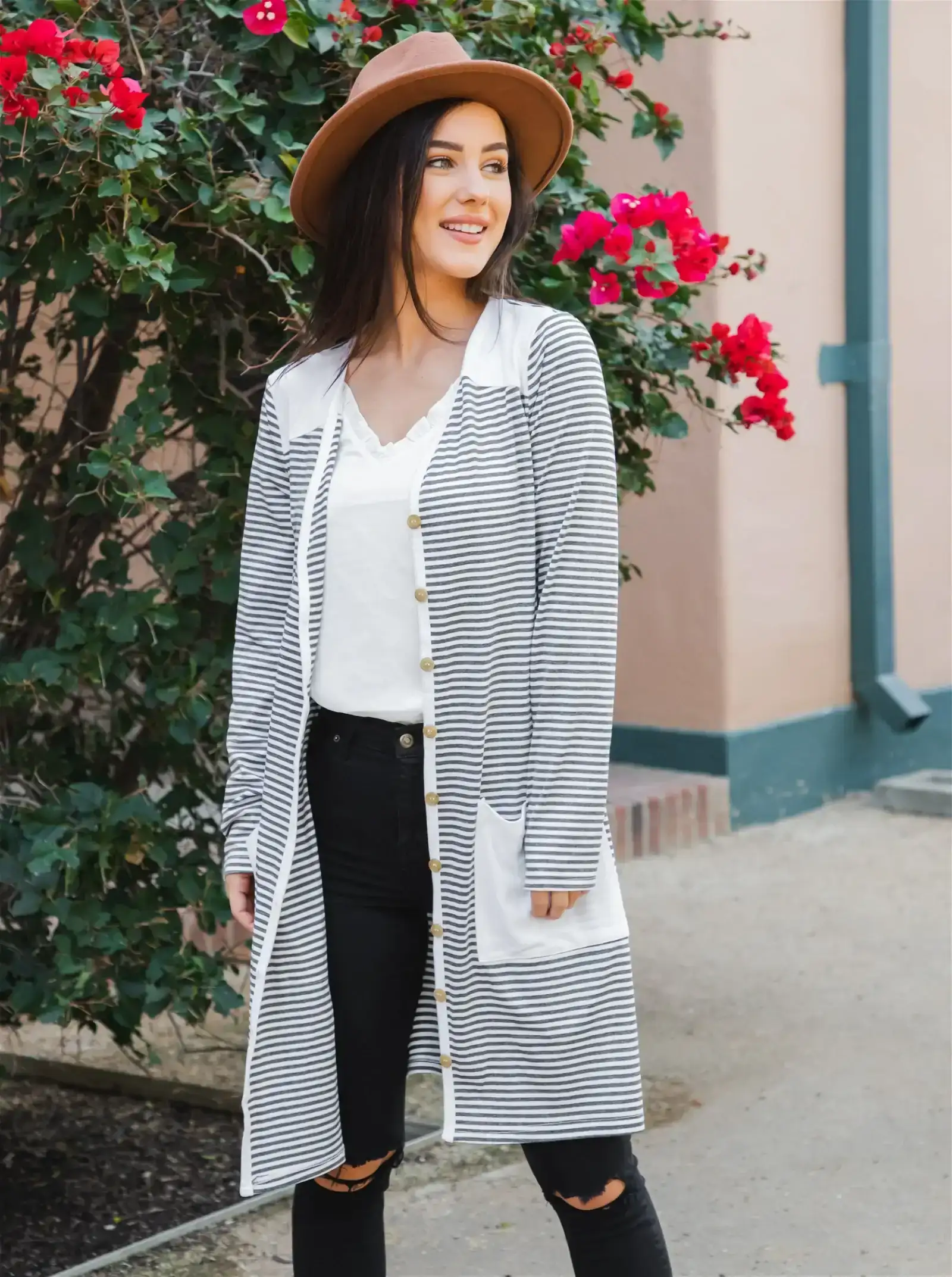 Striped Slouch Pocket Cardigan